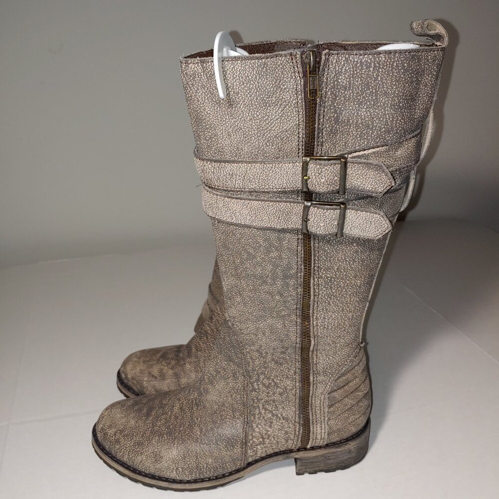 Matisse Roady Tall Distressed Leather Moto Boots size 9W Brown - Picture 2 of 10